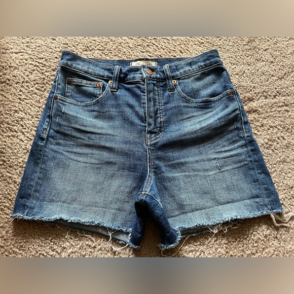 Madewell Pants - Madewell High Rise Raw Hem Denim Jean Shorts Size 26